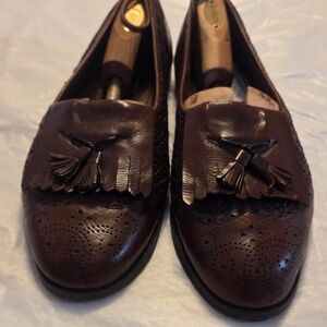 Vintage Bragano Cole Haan Men’s Italian Woven Leather Tassel Loafer size 10